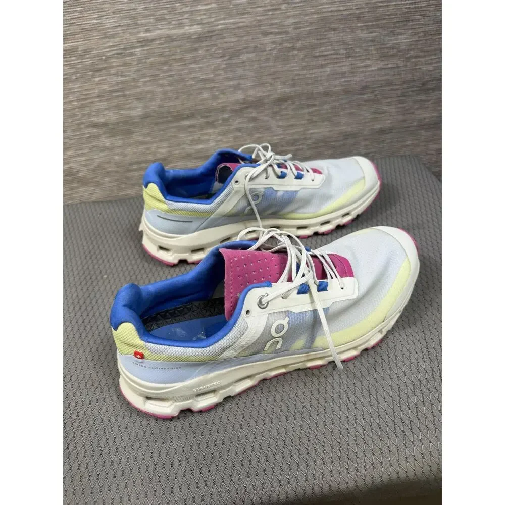 On Shoes Womens Size 11 White Pink Yellow Mesh Running CloudTec Road Sneakers